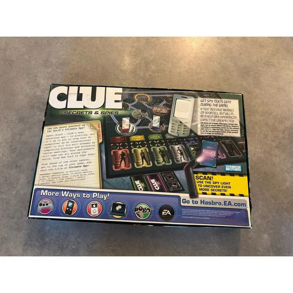 Clue Secrets And Spies Edition Board Game Ages 9+ Hasbro (Complete)